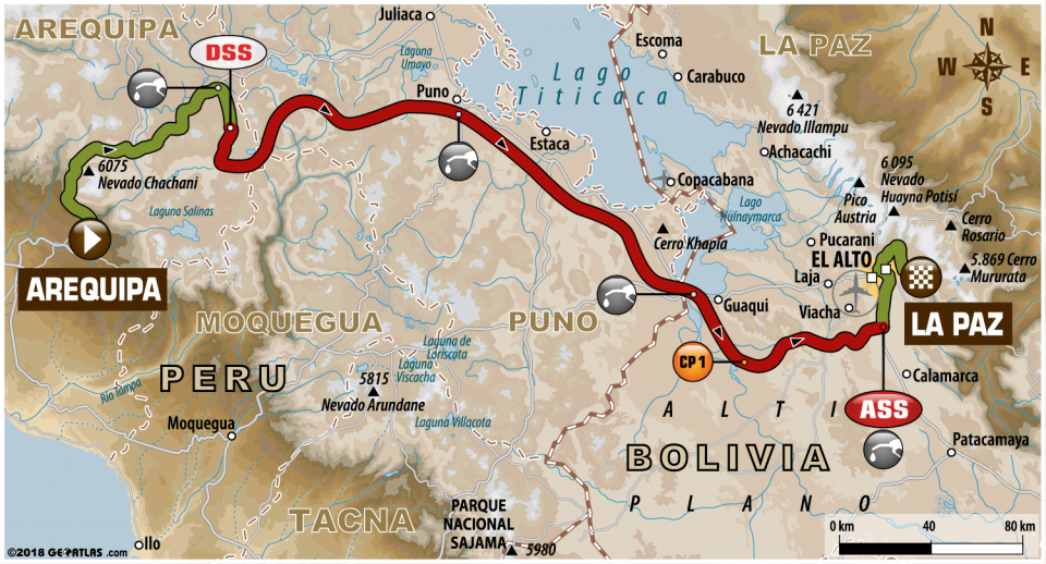 Dakar 2018 - 6. etapa - Arequipa - La Paz - mapa