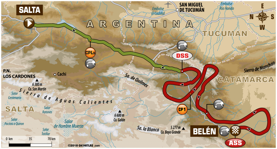 Dakar 2018 - 10. etapa - Salta - Belén - mapa