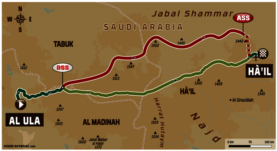 Dakar 2020 - 5. etapa -  Al-`Ula - Ha`il - mapa