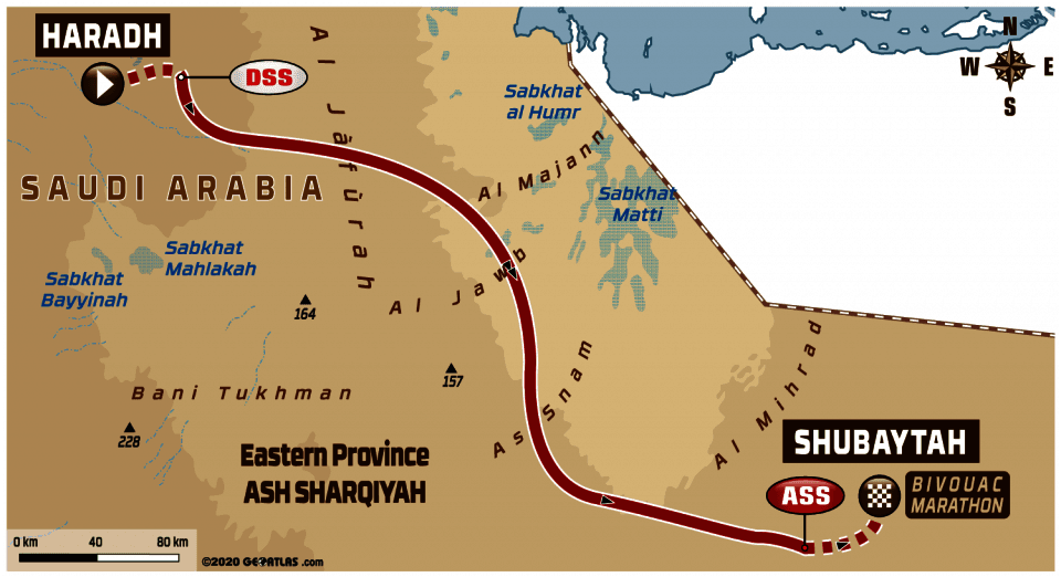 Dakar 2020 - 10. etapa -  Haradh - Shubaytah - mapa