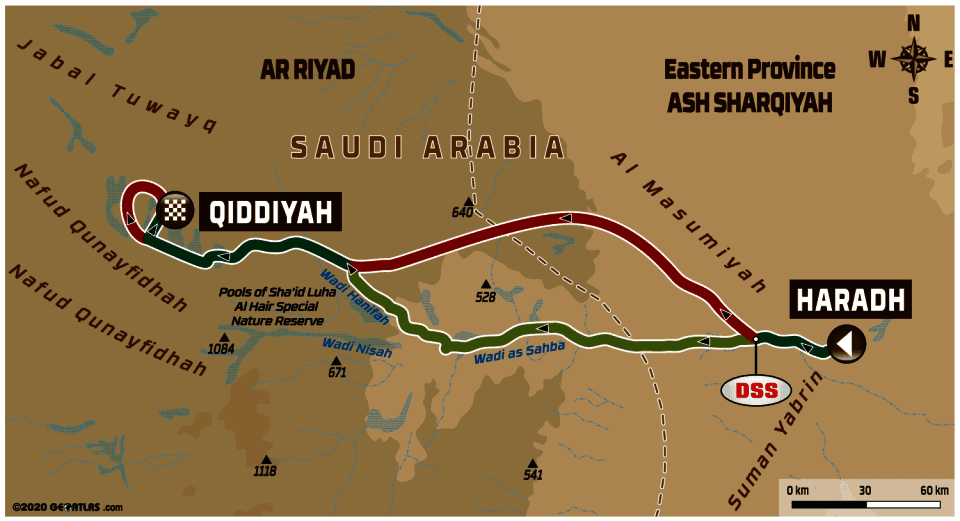 Dakar 2020 - 12. etapa - Haradh  - Qiddiya - mapa