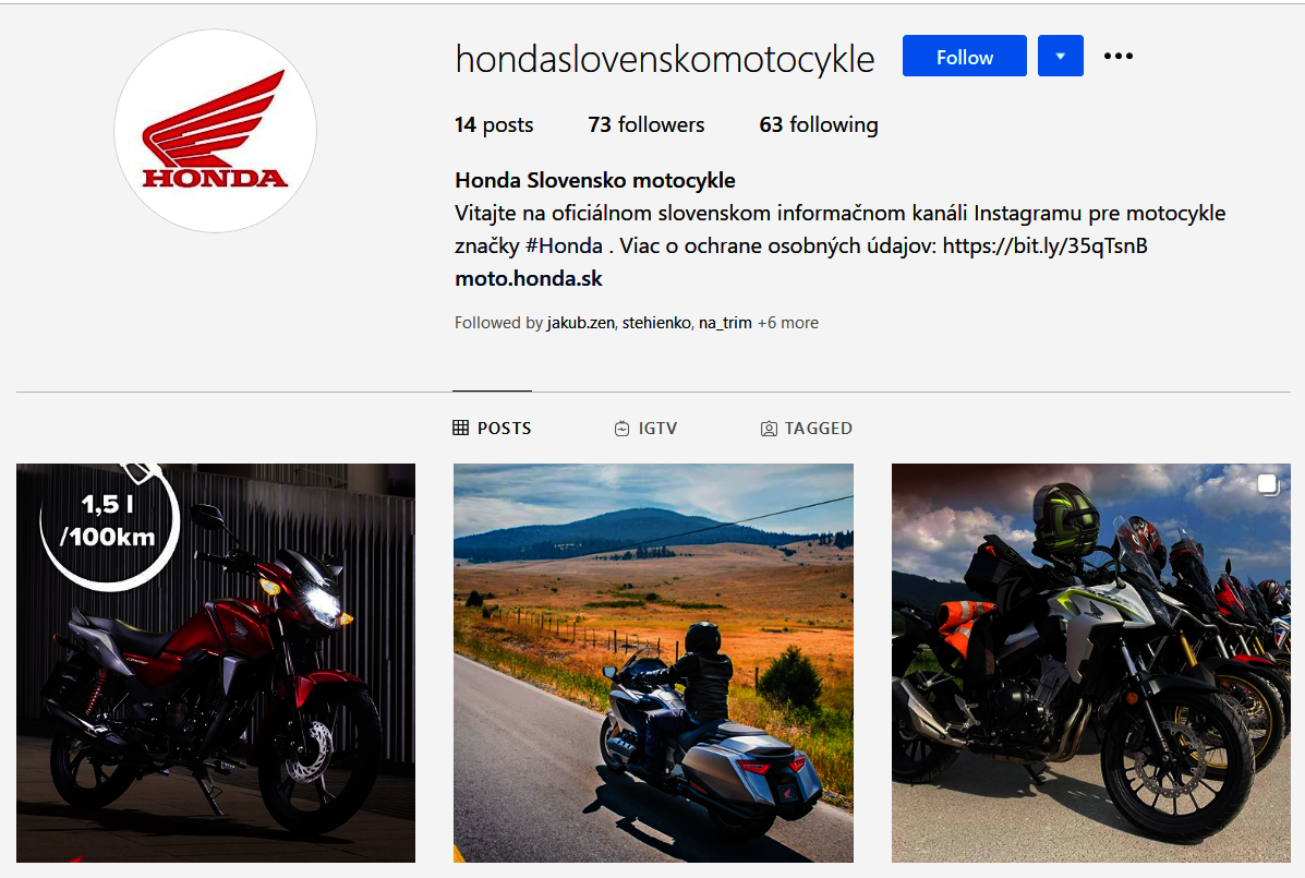 Honda predstavuje motocyklový Instagram: hondaslovenskomotocykle