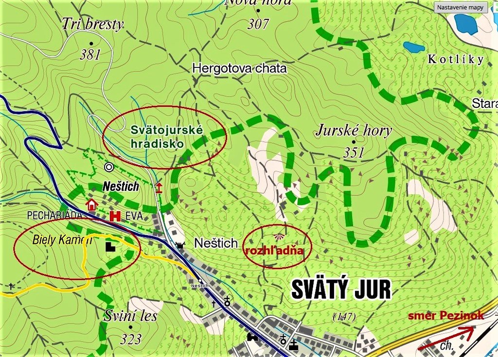 mapka lesov nad Svätým Jurom