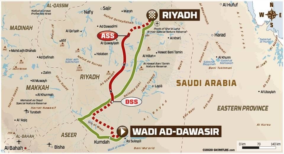 Mapa -Dakar 2021: 4. etapa - Wadi Ad-Dawasir - Riyadh