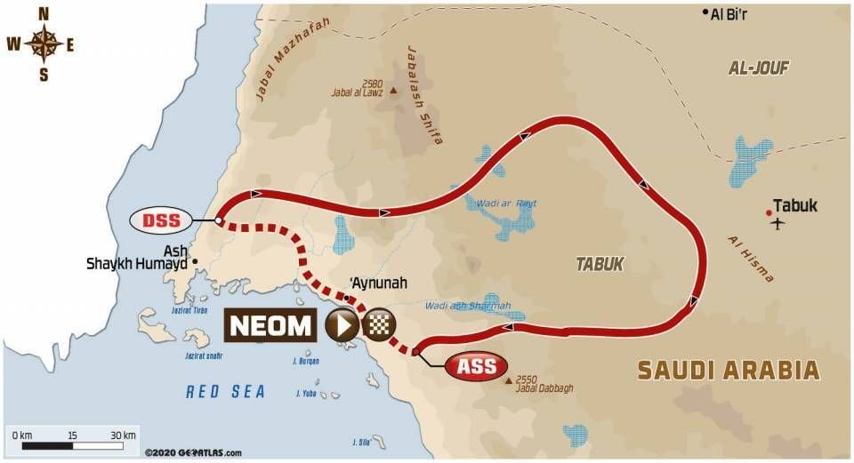 Mapa - Dakar 2021: 9. etapa - Neom - Neom