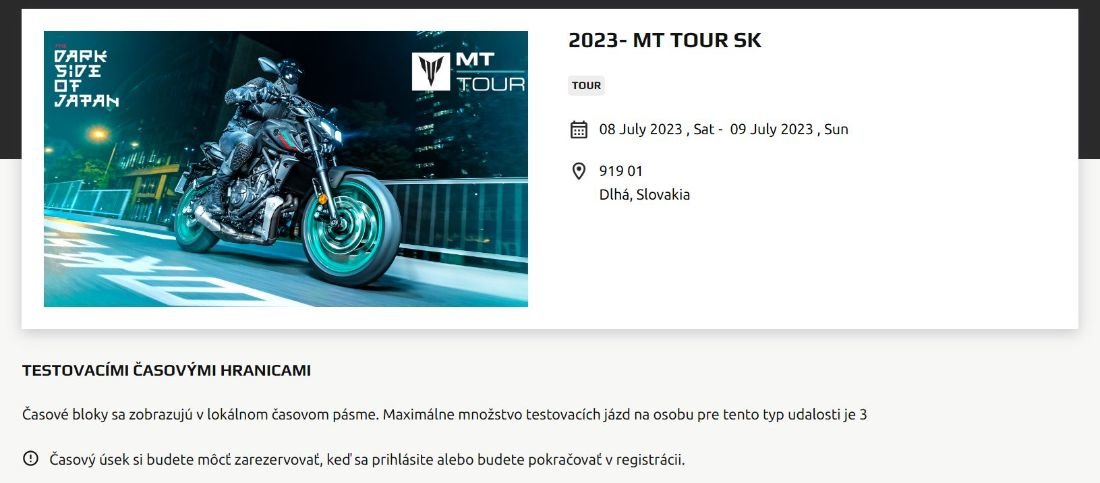 Yamaha MT Tour opäť na Slovensku v Dlhej - príď sa pozrieť!