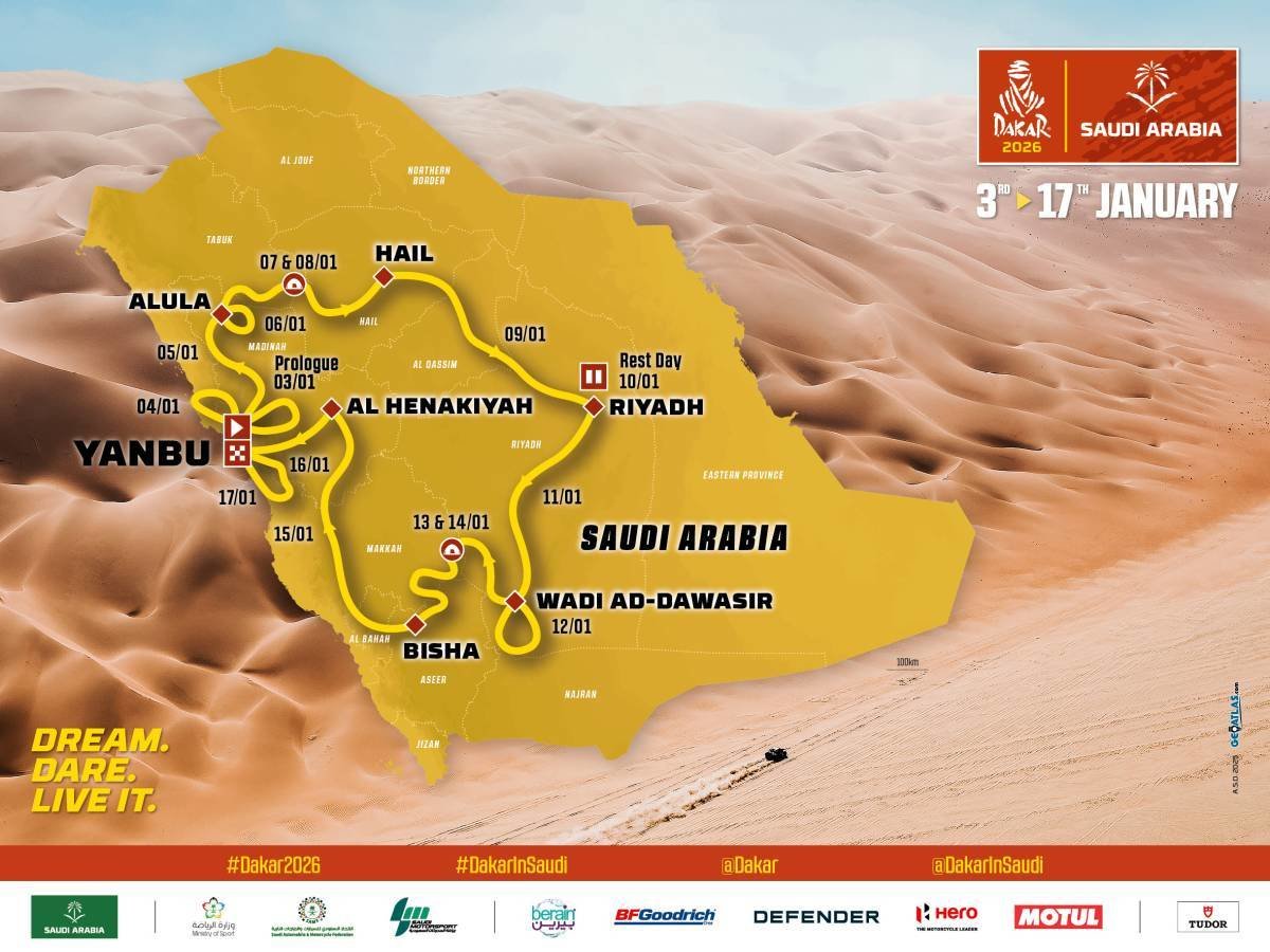 Dakar 2026 - mapa etáp