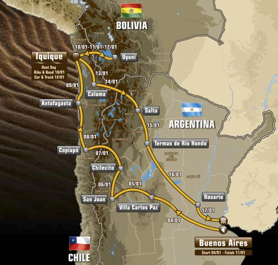 Dakar 2015 - mapa trasy