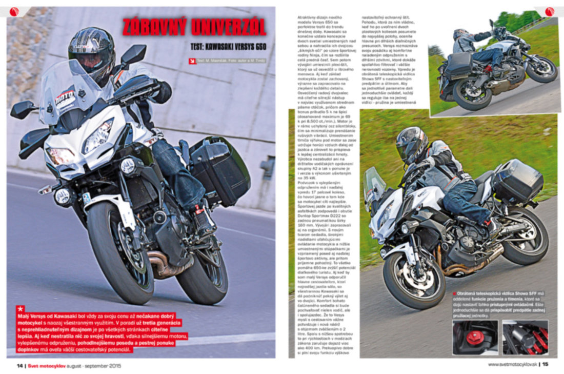 Svet motocyklov 8-9/2015 - Test: Kawasaki Versys 650