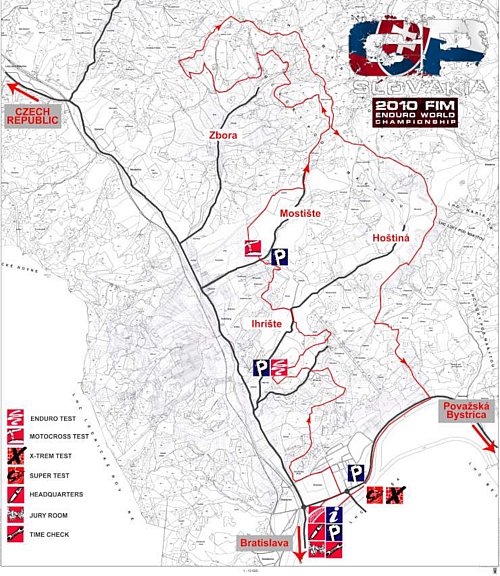  mapa trate šampionátu v okolí mesta Púchov