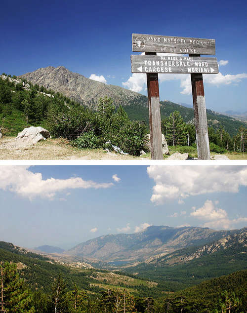  Col de Vergio a pohľad na východ do vnútrozemia